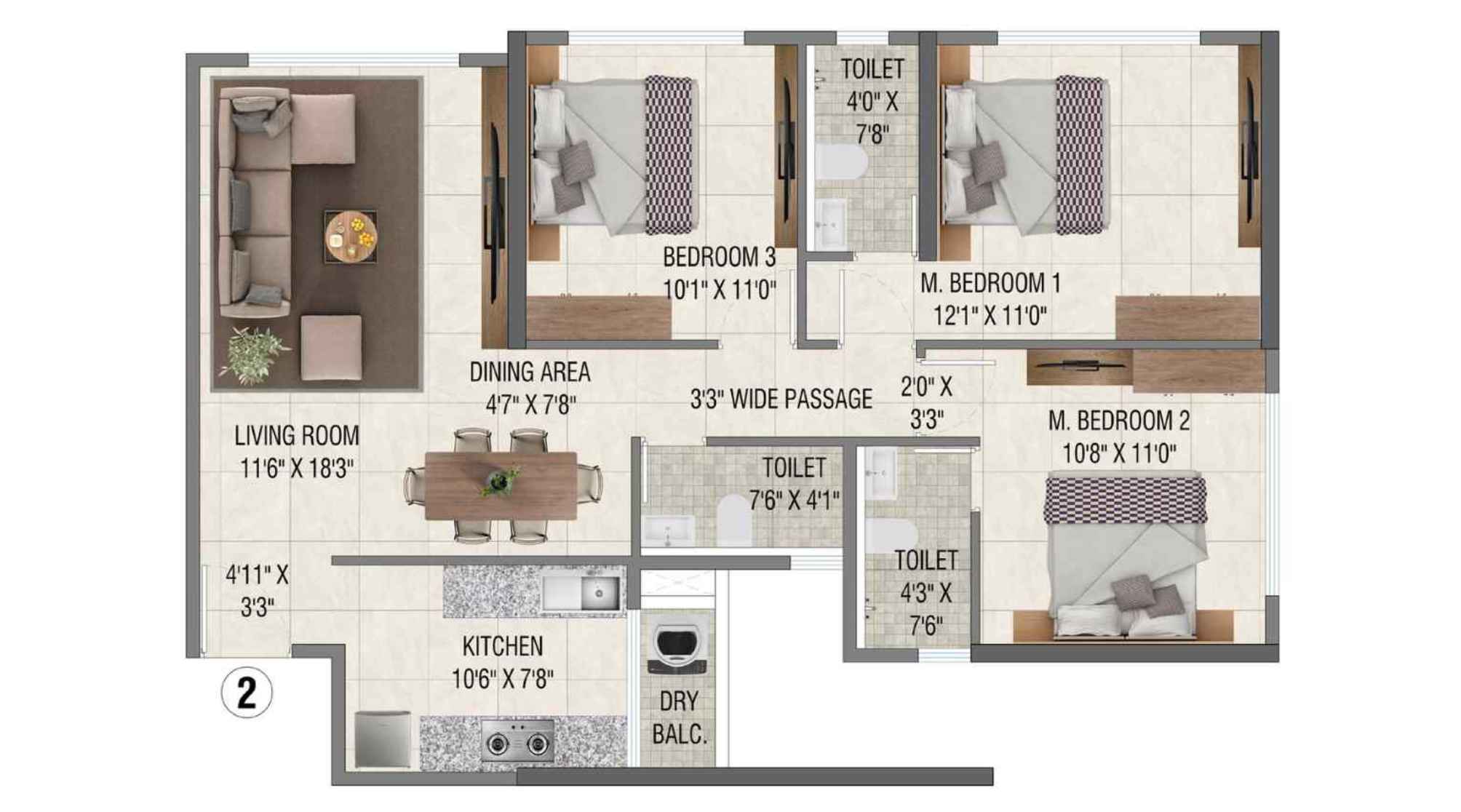 Mahavir-Vista-and-Vista-Point-Floor-Plan-3-BHK-917-sqft